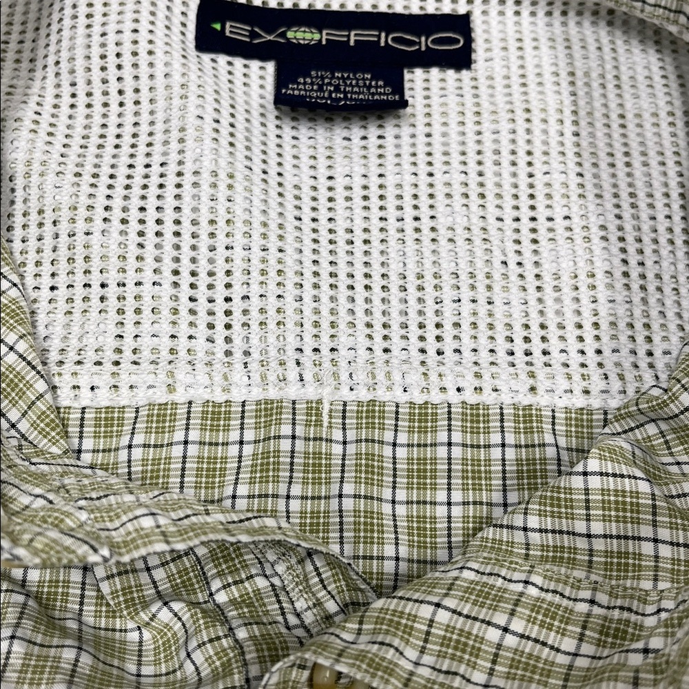 Exofficio Men's Light Green Checkered Button Down Shirt Size XXL - Picture 7 of 9
